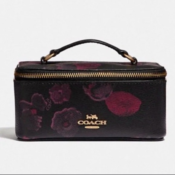 Coach Handbags - Coach Black and Purple Floral jewelry Case